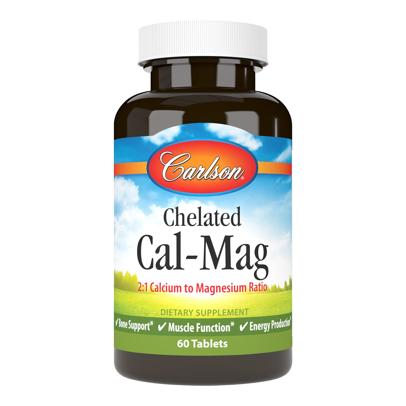 Carlson Chelated Cal-Mag, 2:1 Calcium to Magnesium Ratio, 60 Tablets