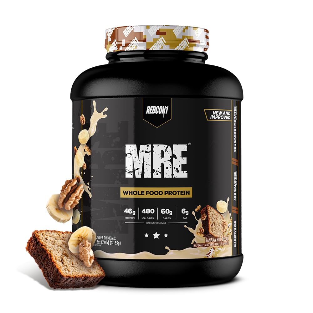 REDCON1 MRE Whole Food Protein Powder Banana Nut Bread, 24 Servings