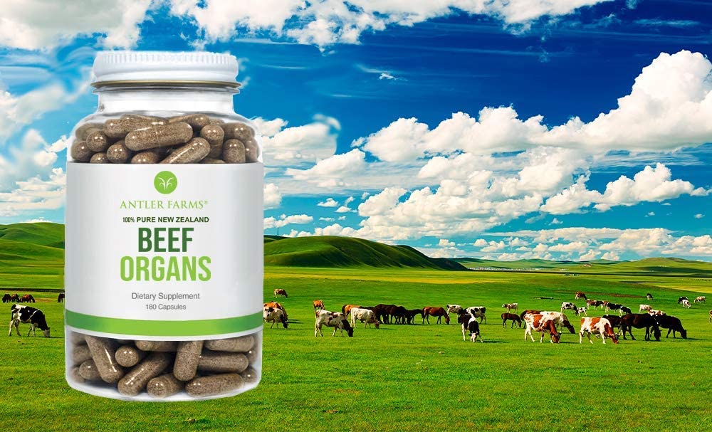 Antler Farms New Zealand Beef Organs - Heart, Liver & Kidney, 180 Capsules