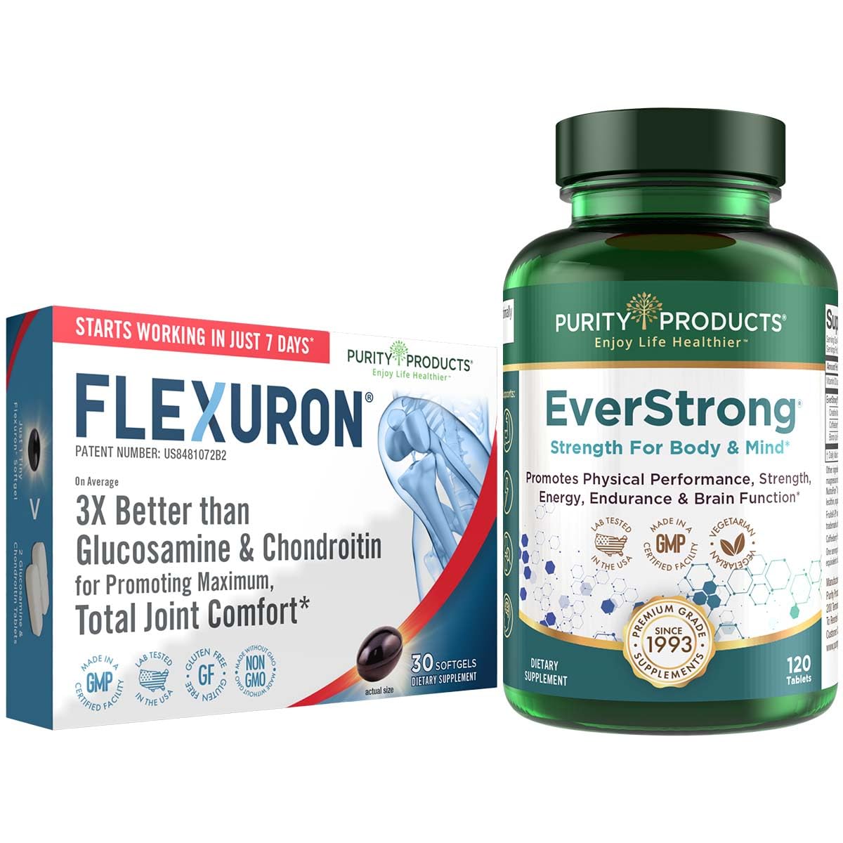 Purity Products Flexuron Joint Formula + EverStrong Tablets, 2-Piece Set