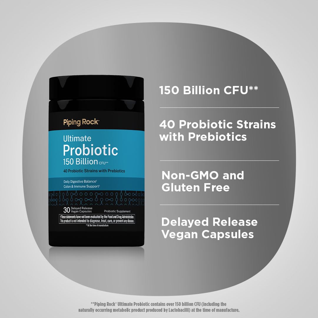 Piping Rock Ultimate Probiotic 150 Billion CFU Capsules, 30 Count