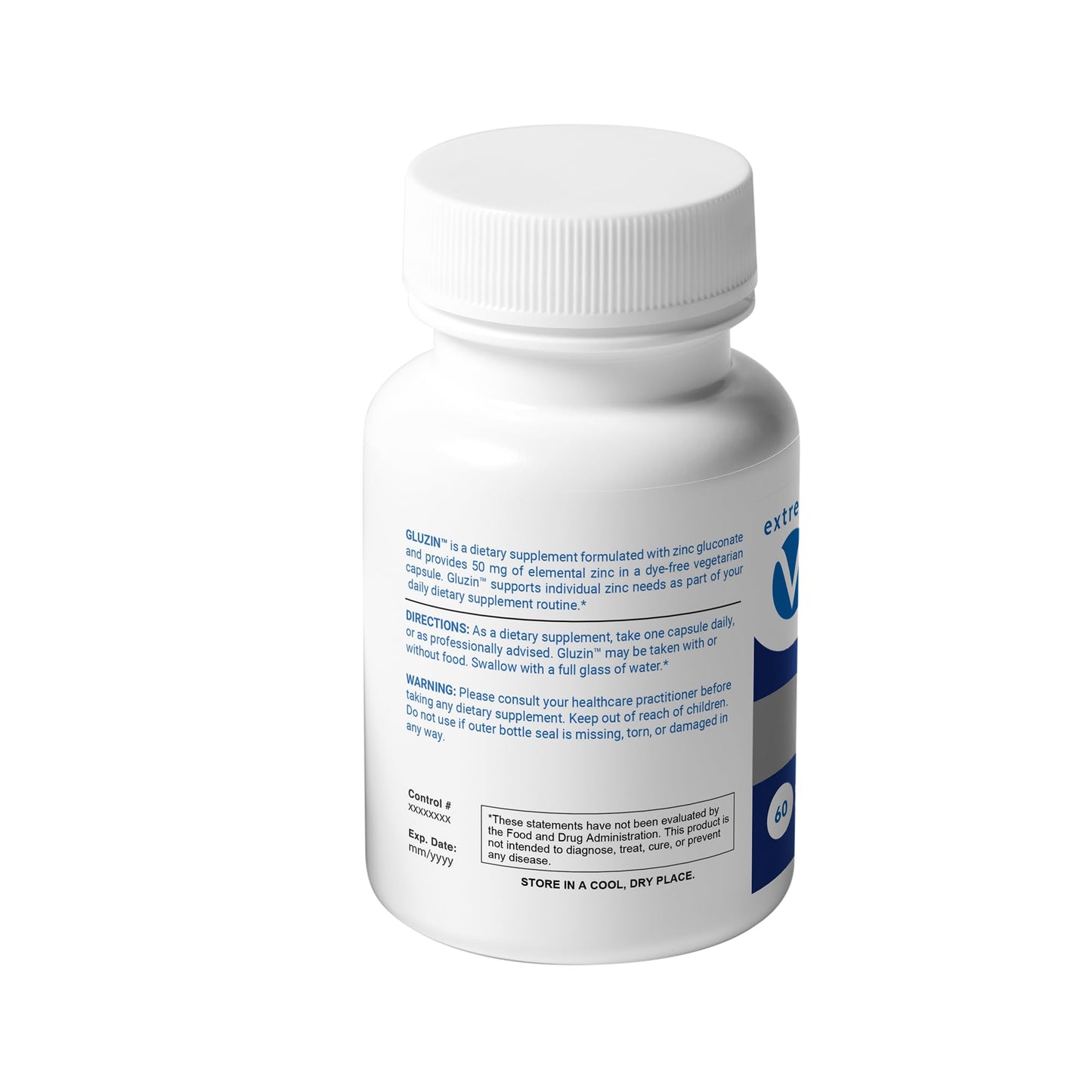 extreme V Gluzin Zinc Gluconate 50 mg Capsules, 60 Count