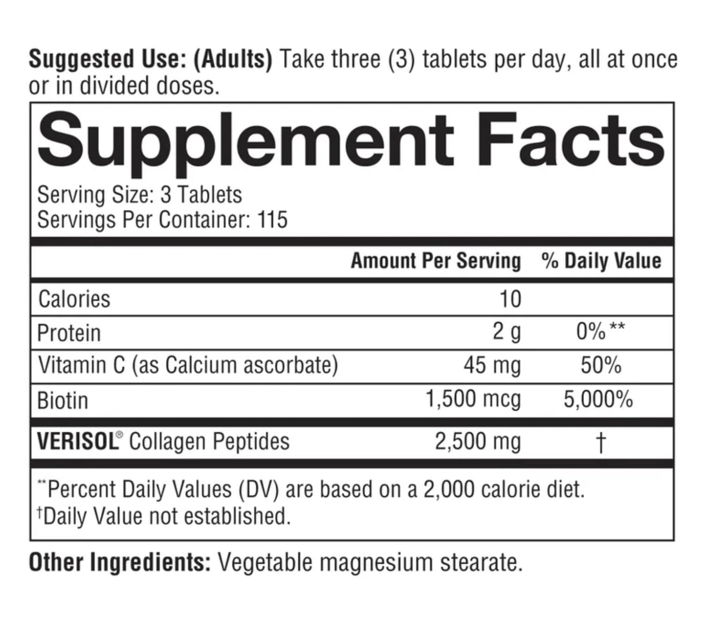 Generic Concentrated Verisol Collagen with Biotin Gummies, 100 Count
