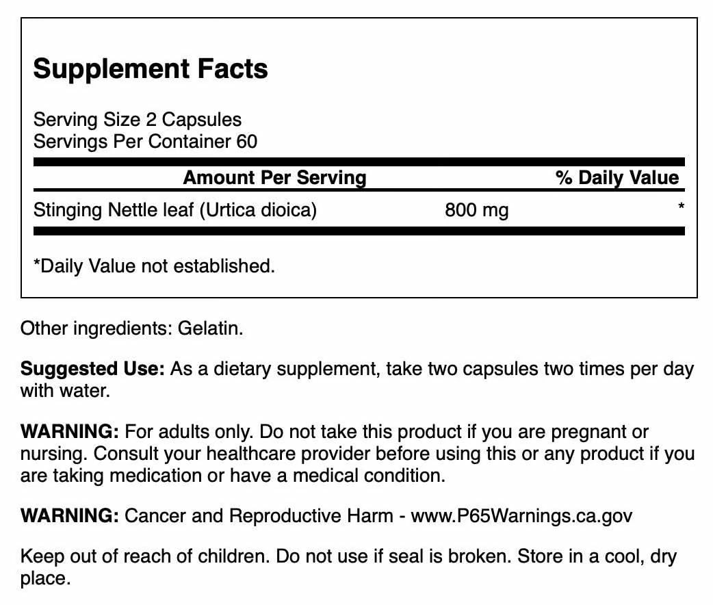 Swanson Stinging Nettle Leaf 480 Capsules