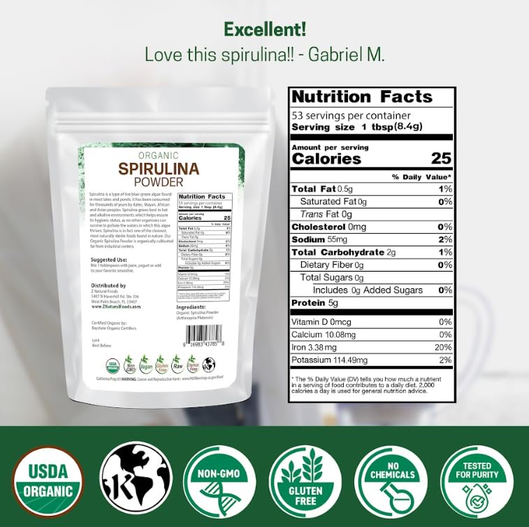 Z Natural Foods Spirulina Powder, 16 oz