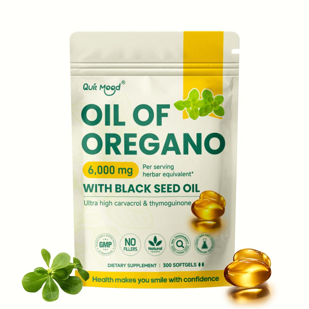 Quit mood Oil of Oregano with Black Seed Oil Softgels, 300 Count