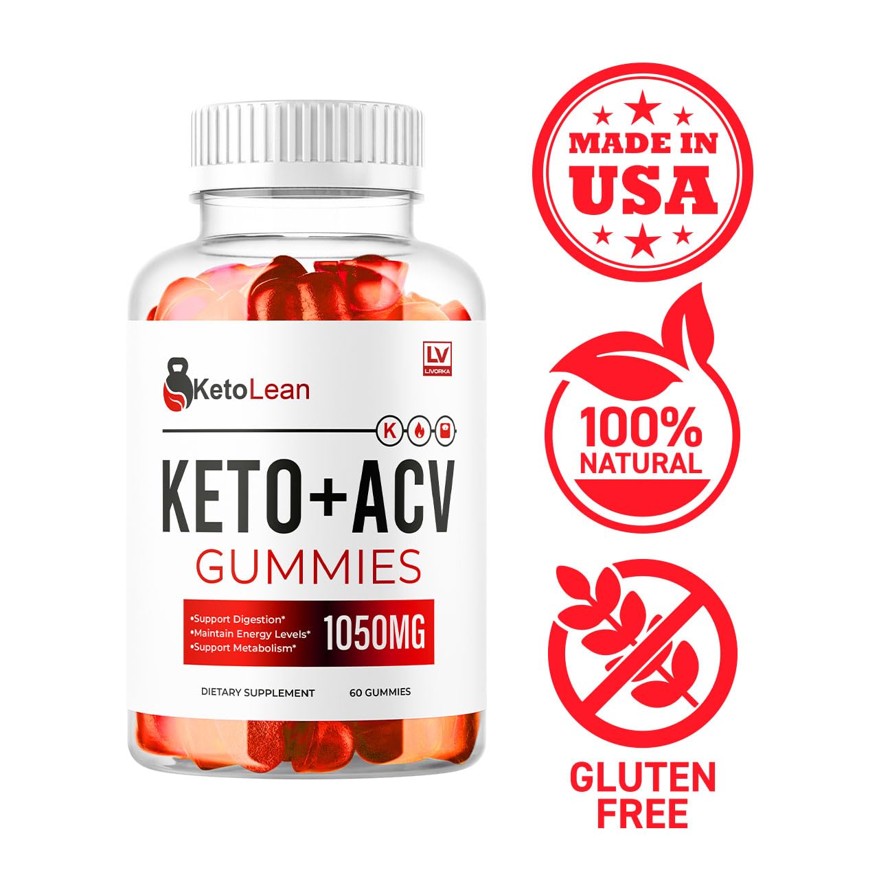 LIVORKA Keto Lean ACV Gummies, 300 Gummies