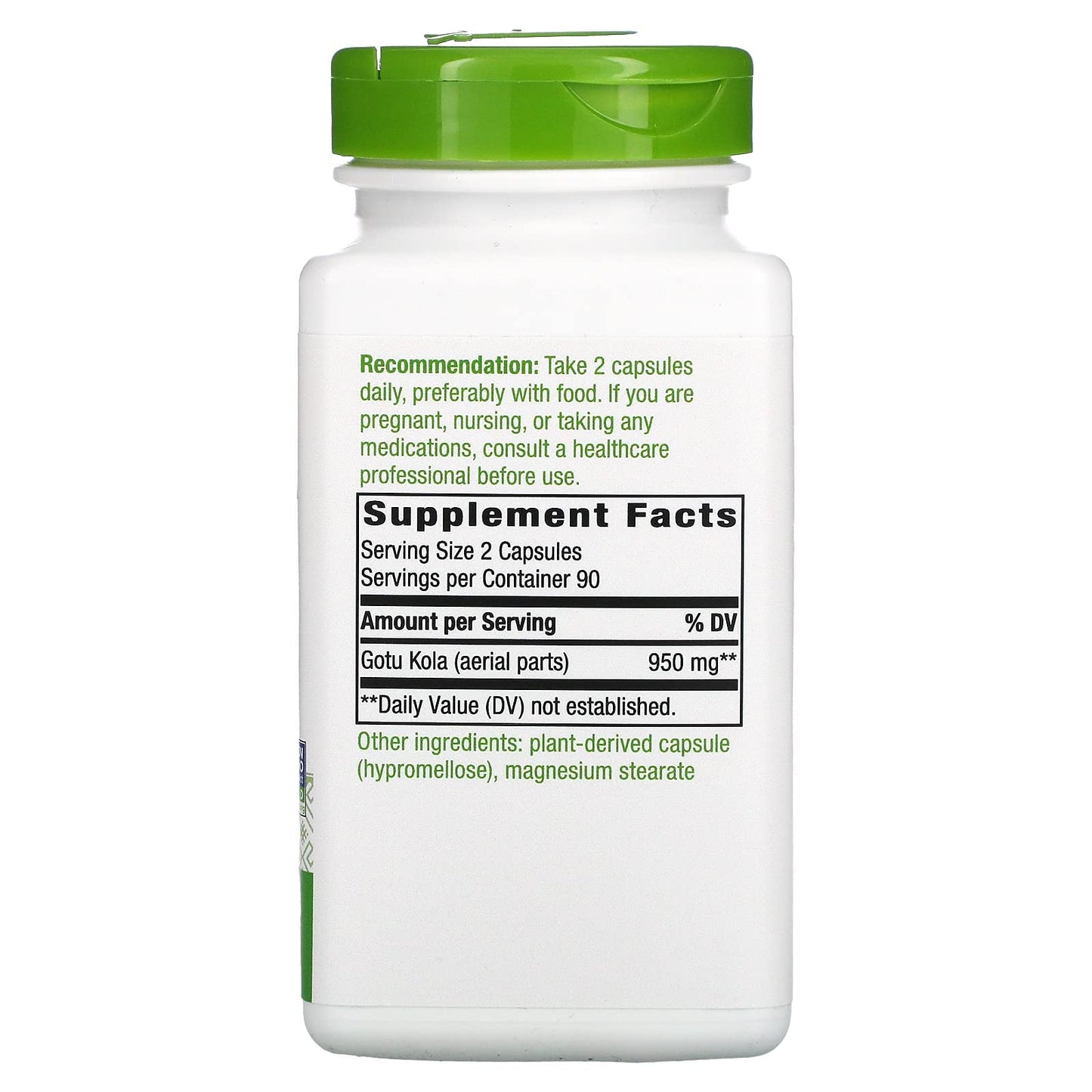Nature's Way Gotu Kola Herb Capsules 180 Count