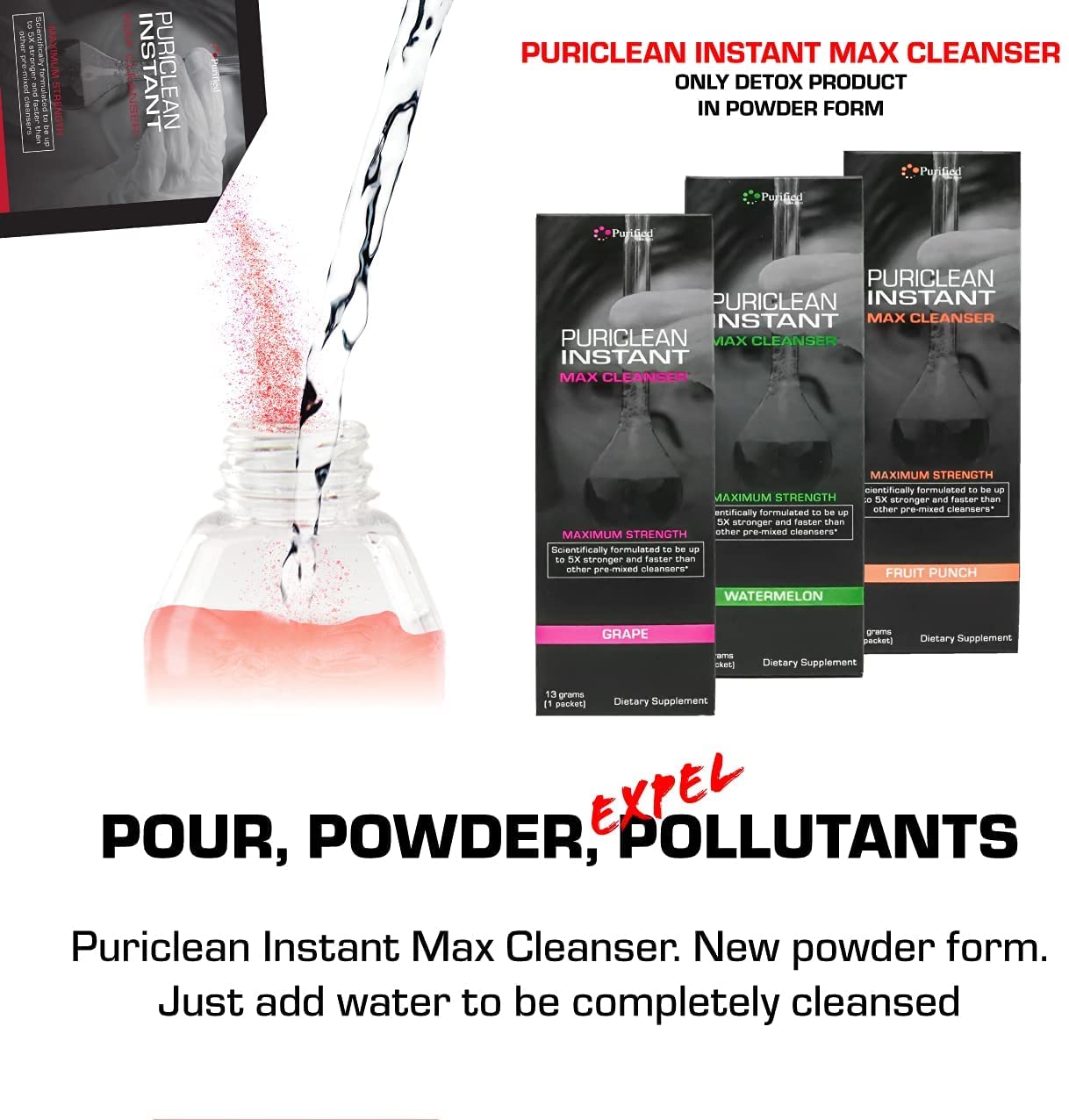 Wellgenix Puriclean Same-Day Max Detox Drink Powder 0.5 oz Pack of 2
