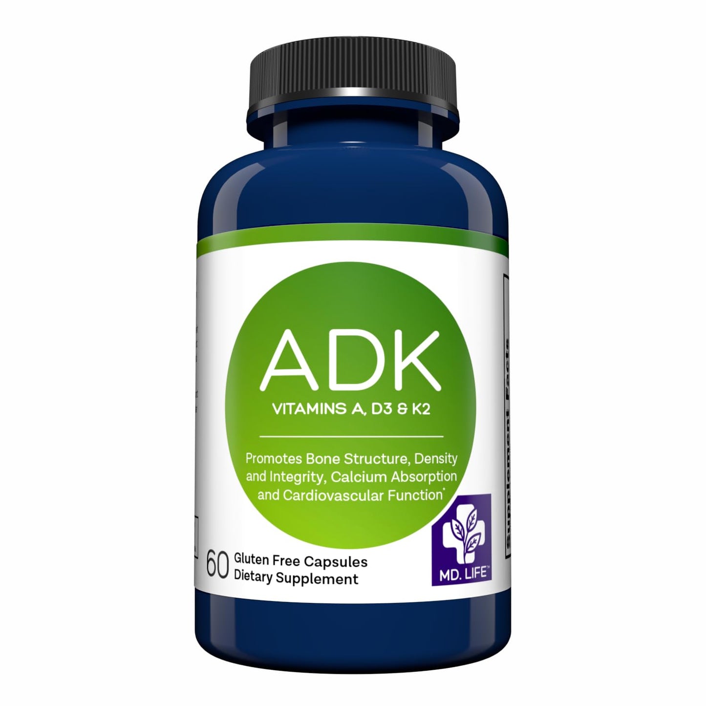 MD.LIFE ADK Vitamin Supplement D3 K2 and A Capsule, 60 Count
