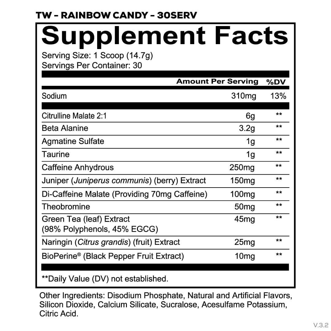 REDCON1 Total War Pre Workout Rainbow Candy Powder 15.56 Ounce