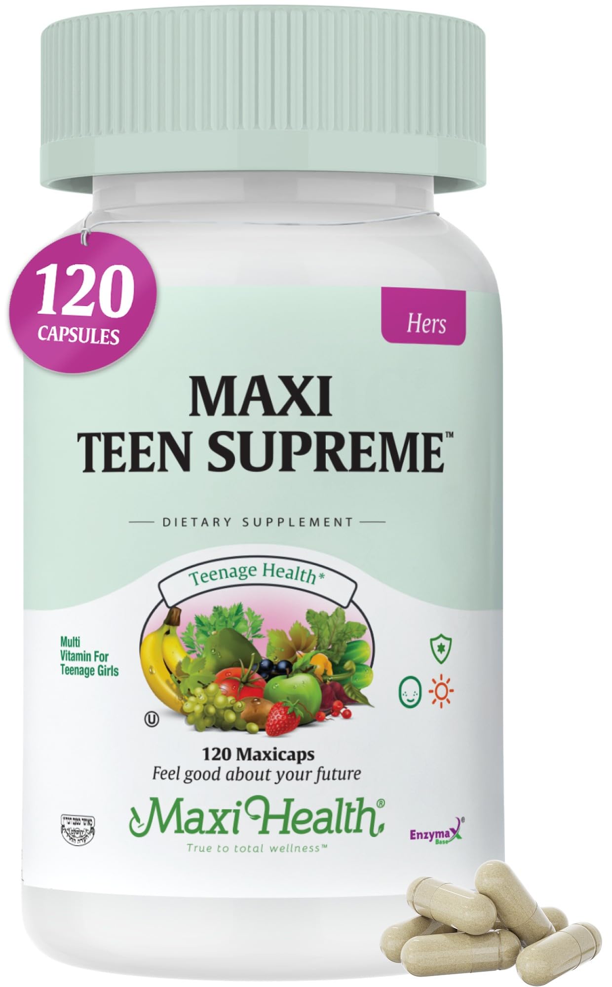 Maxi Health Teen Vitamins for Girls 12-17 Capsules, 120 Count