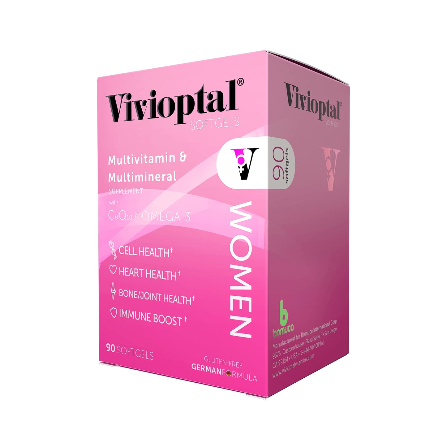 Vivioptal Vitamins Women Multivitamin & Multimineral Supplement with CoQ10 & Omega-3 Softgels, 90 Count