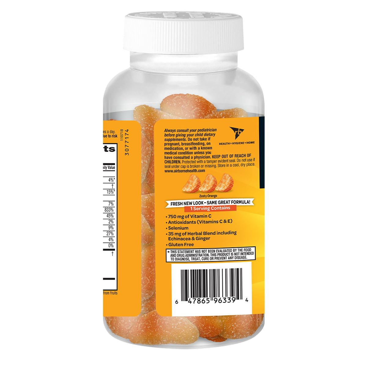 Airborne Vitamin C Immune Support Gummies, 750mg Vitamin C, Zesty Orange Flavor, Gluten Free, 189 Gummies