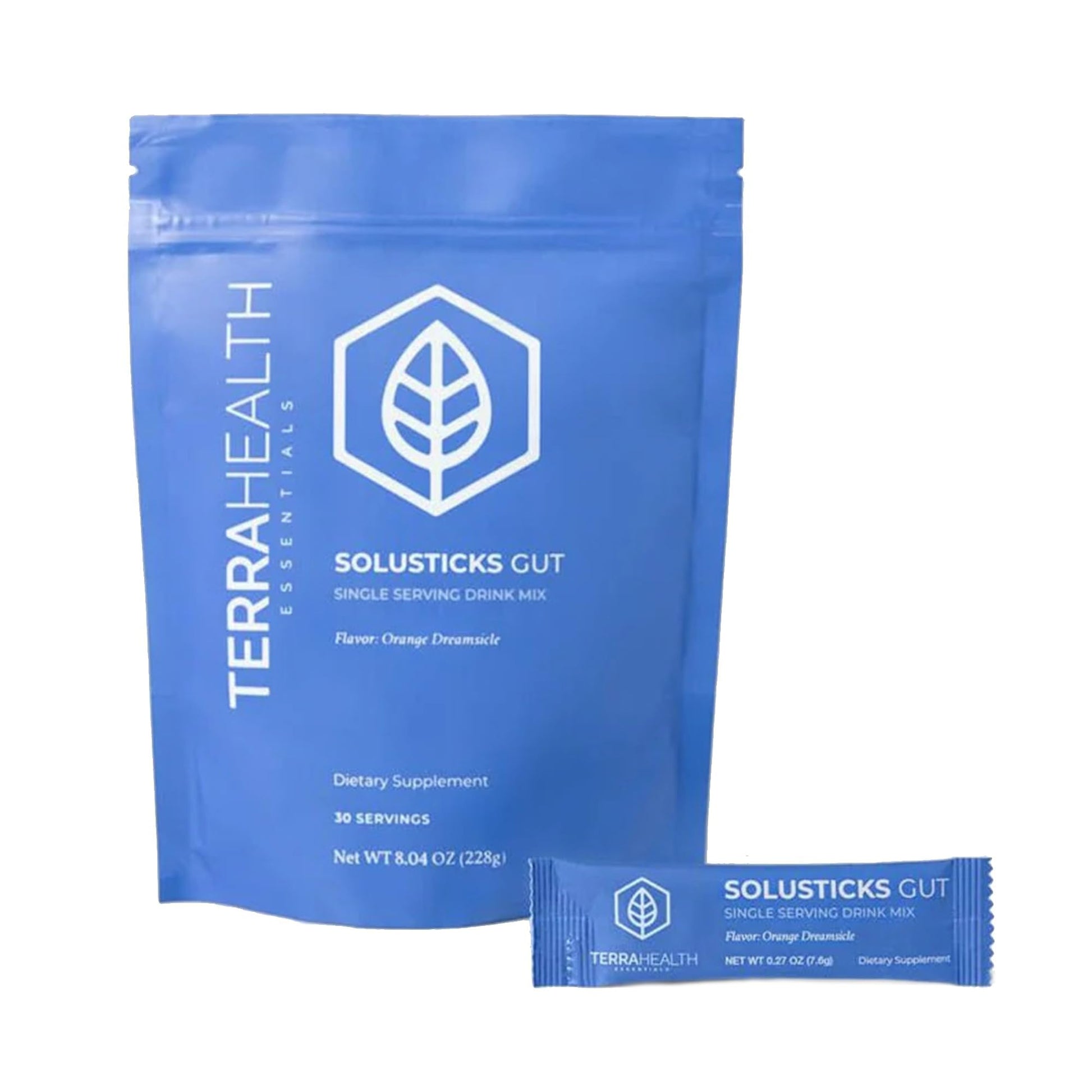 Terra Health Essentials Solusticks Gut - Leaky Gut Supplement - Complete Stomach Lining Repair, Digestive Support & Muscle Recovery - Slippery Elm, Licorice, L Glutamine Powder 8.04 Ounce