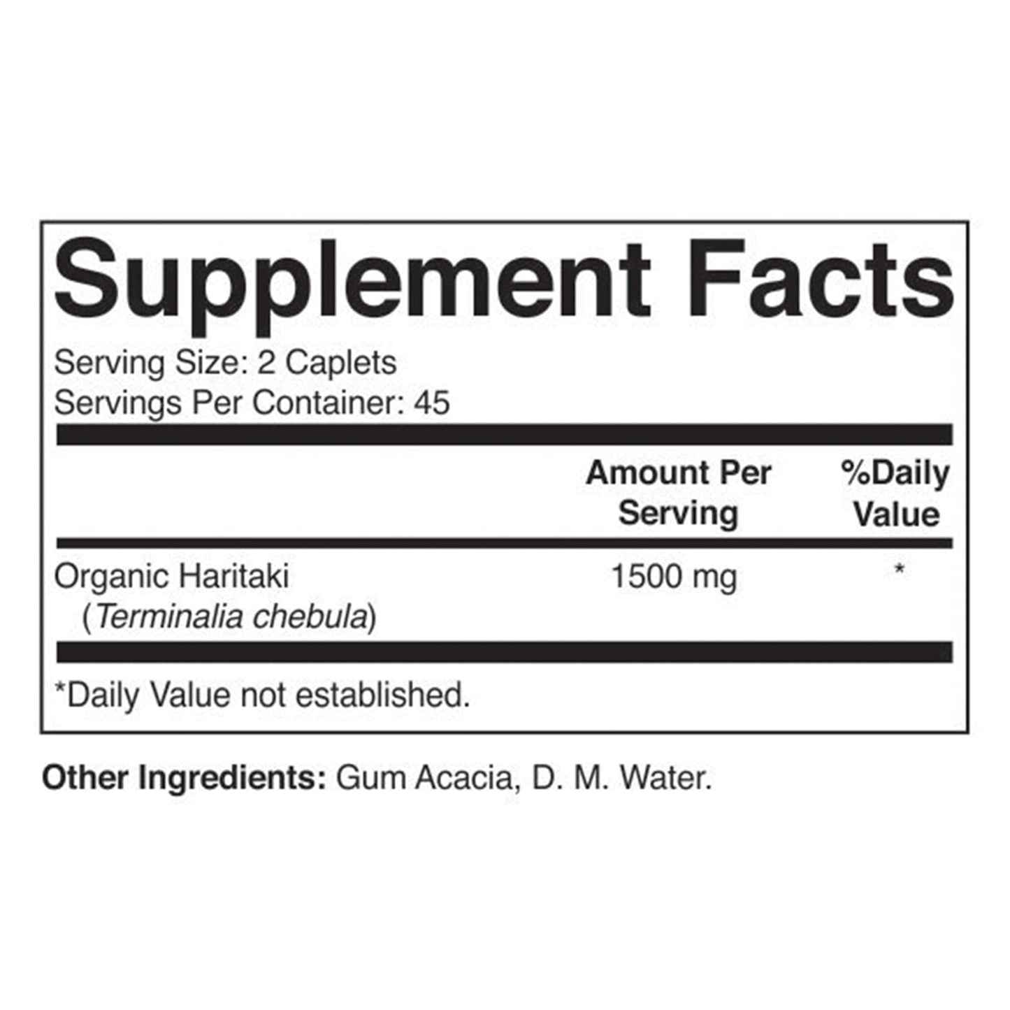 Brieofood Organic Haritaki 1500mg Tablets, 90 Count