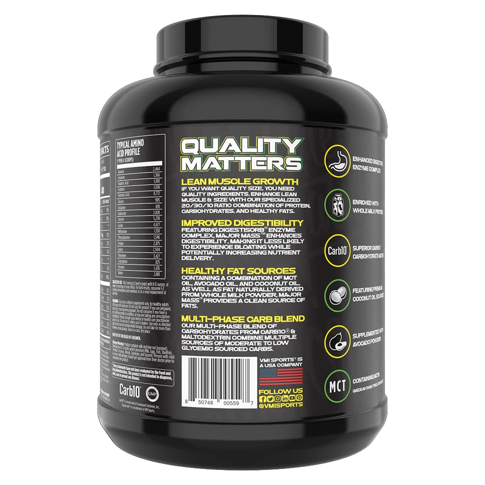 VMI Sports Major Mass Lean Mass Gainer Protein Powder, 4 Pound, 64 Servings