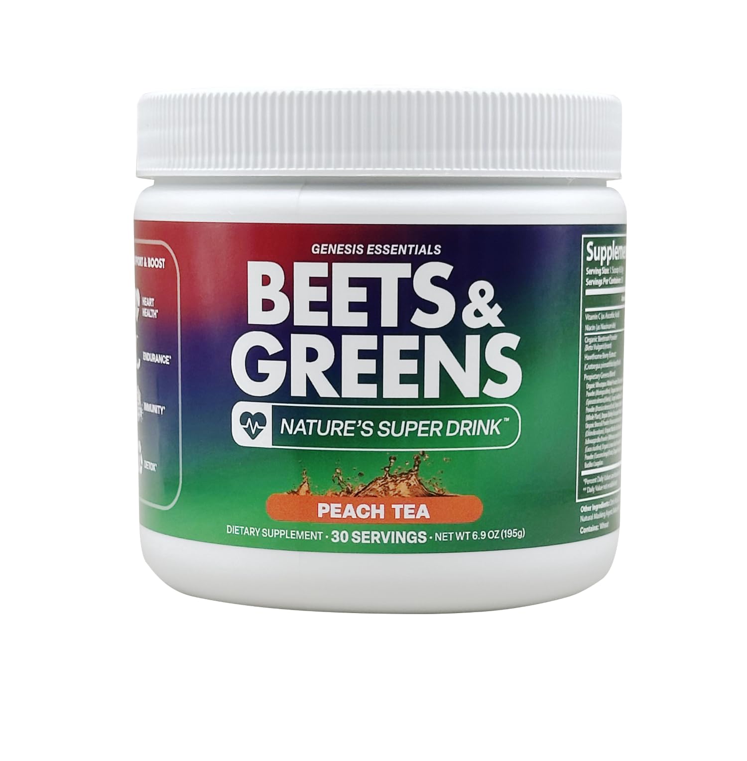 Genesis Essentials Beets & Greens Peach Tea Powder 7.7 Ounce