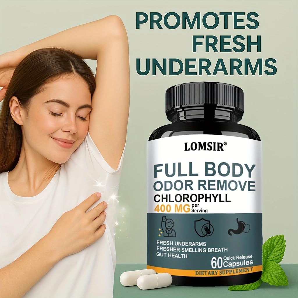 LOMSIR Body Deodorizing Chlorophyll Capsules, 60 Count
