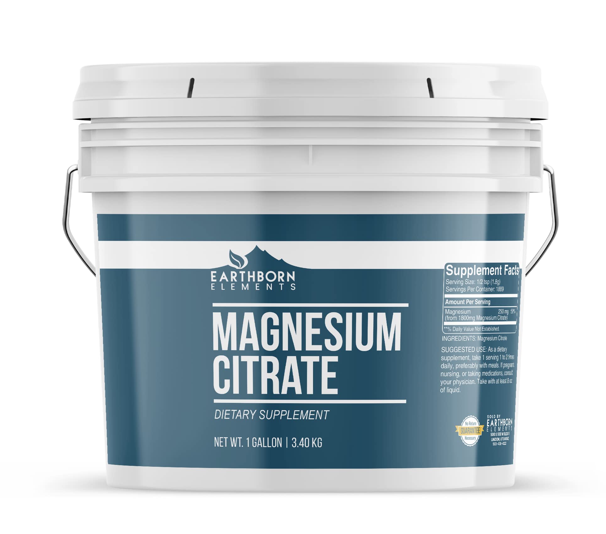 Earthborn Elements Magnesium Citrate Powder, 120 oz