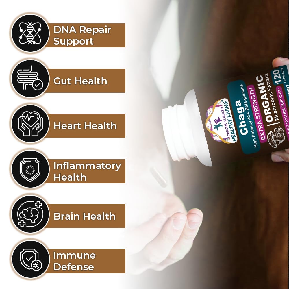 Cancer Sciences Healthy Living Chaga Wellness Mushrooms Supplement 120 Capsules