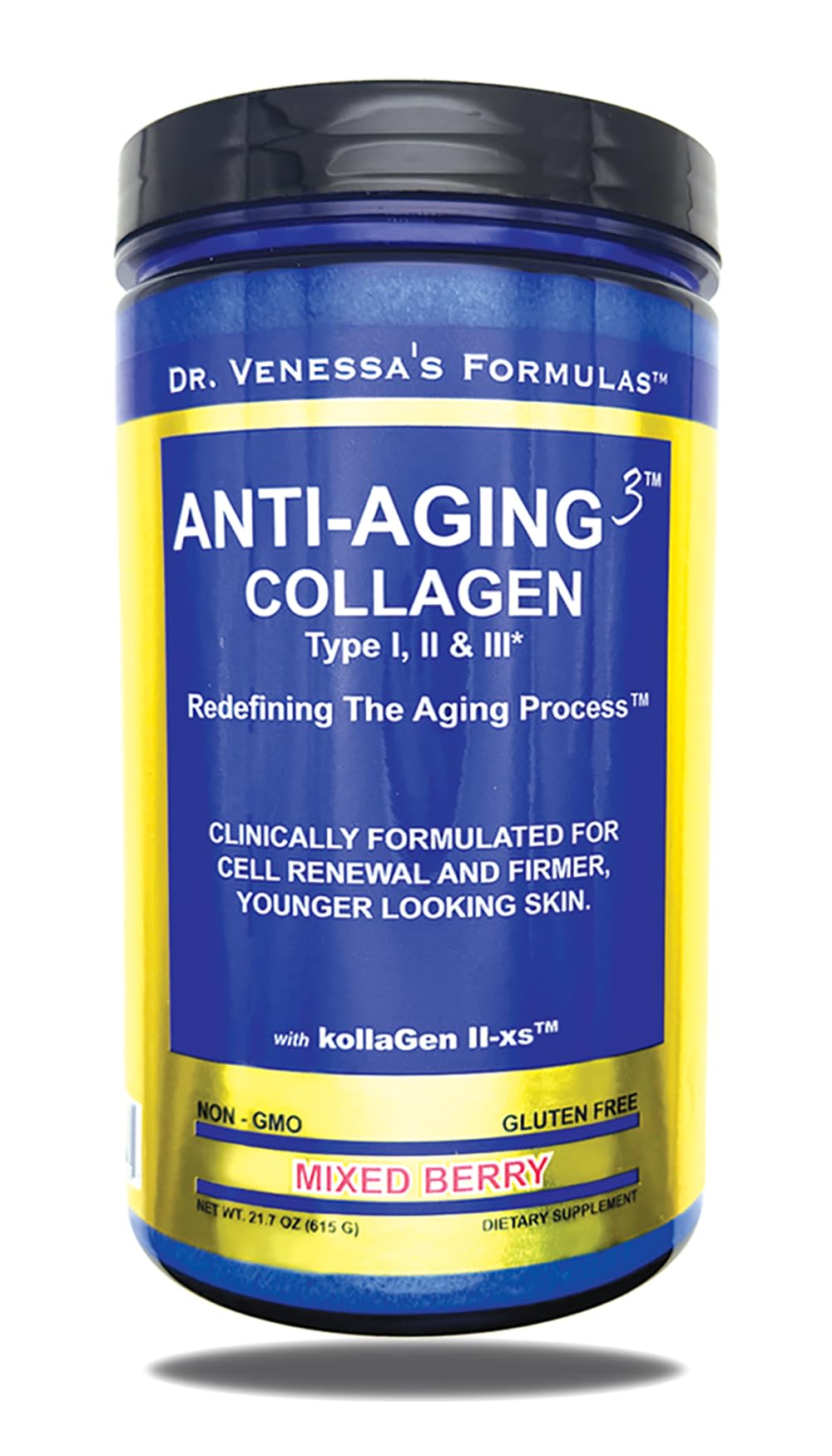 Dr. Venessa's Formulas Anti-Aging 3 Collagen Type I, II & III Powder, 21.1644 oz