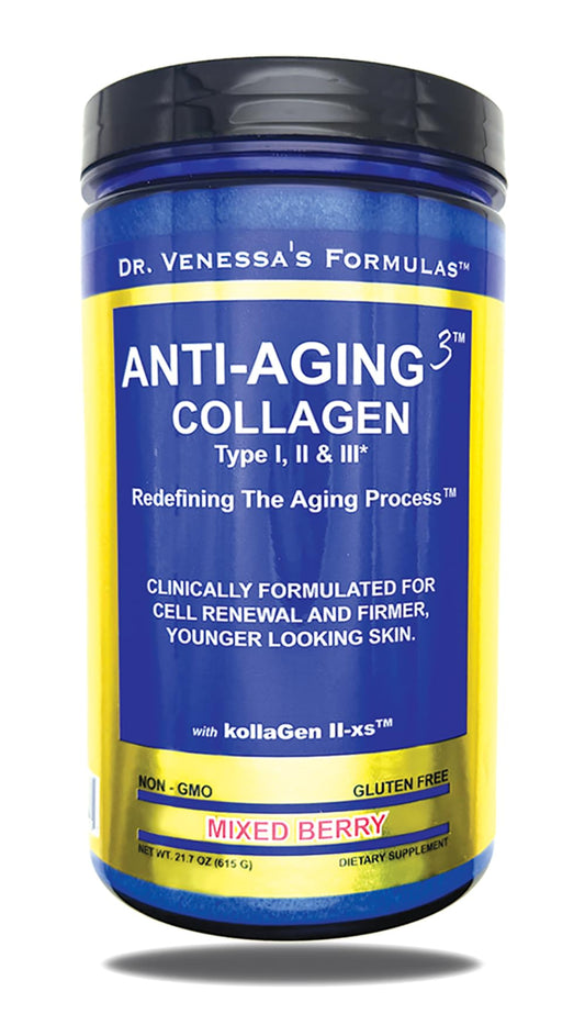 Dr. Venessa's Formulas Anti-Aging 3 Collagen Type I, II & III Powder, 21.1644 oz