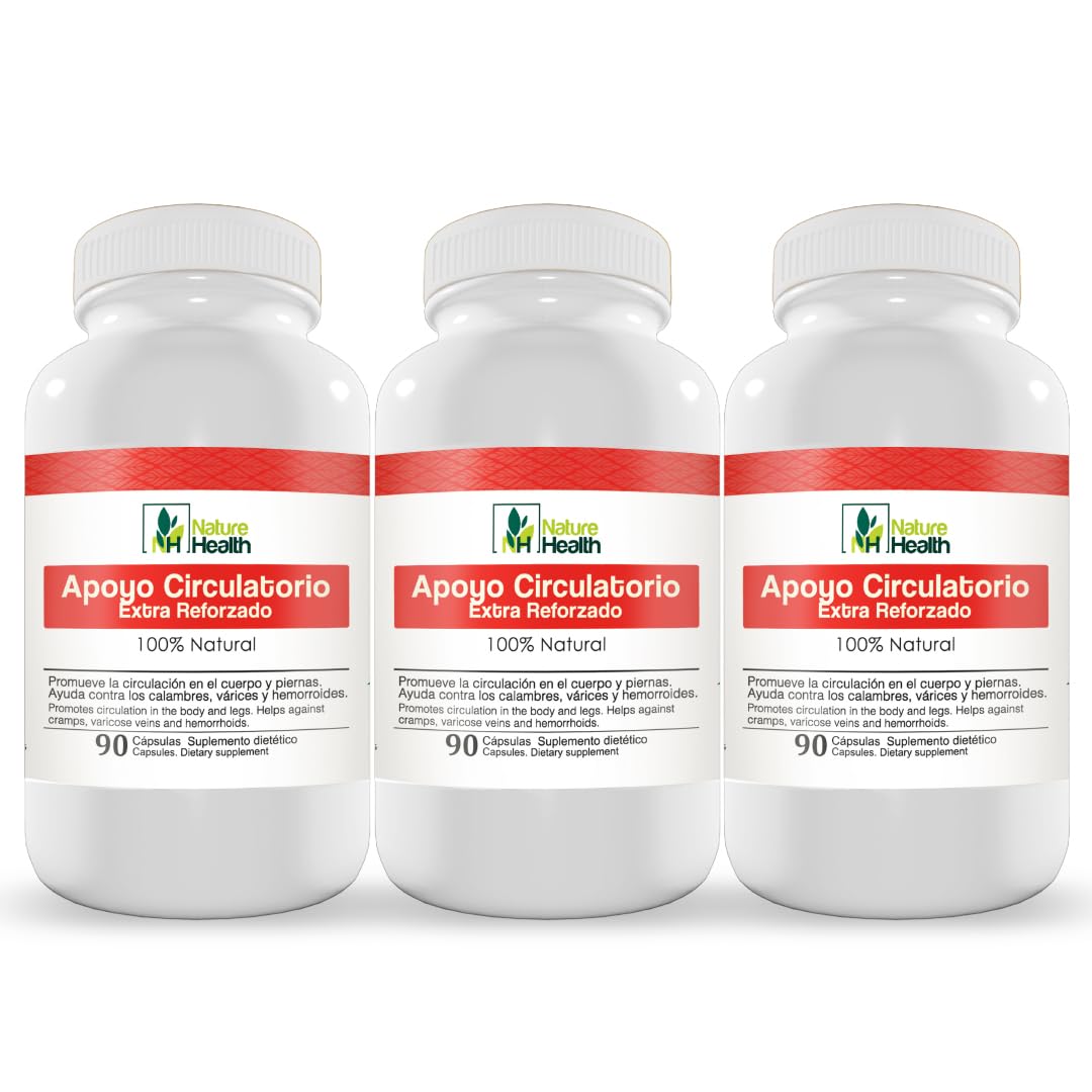 Nature Health Apoyo Circulatorio para Cuerpo y Piernas, Suplemento Vegano con Ginkgo Biloba, Perejil, Zapote Blanco, Espino Blanco y Cancerina, 90 Capsules