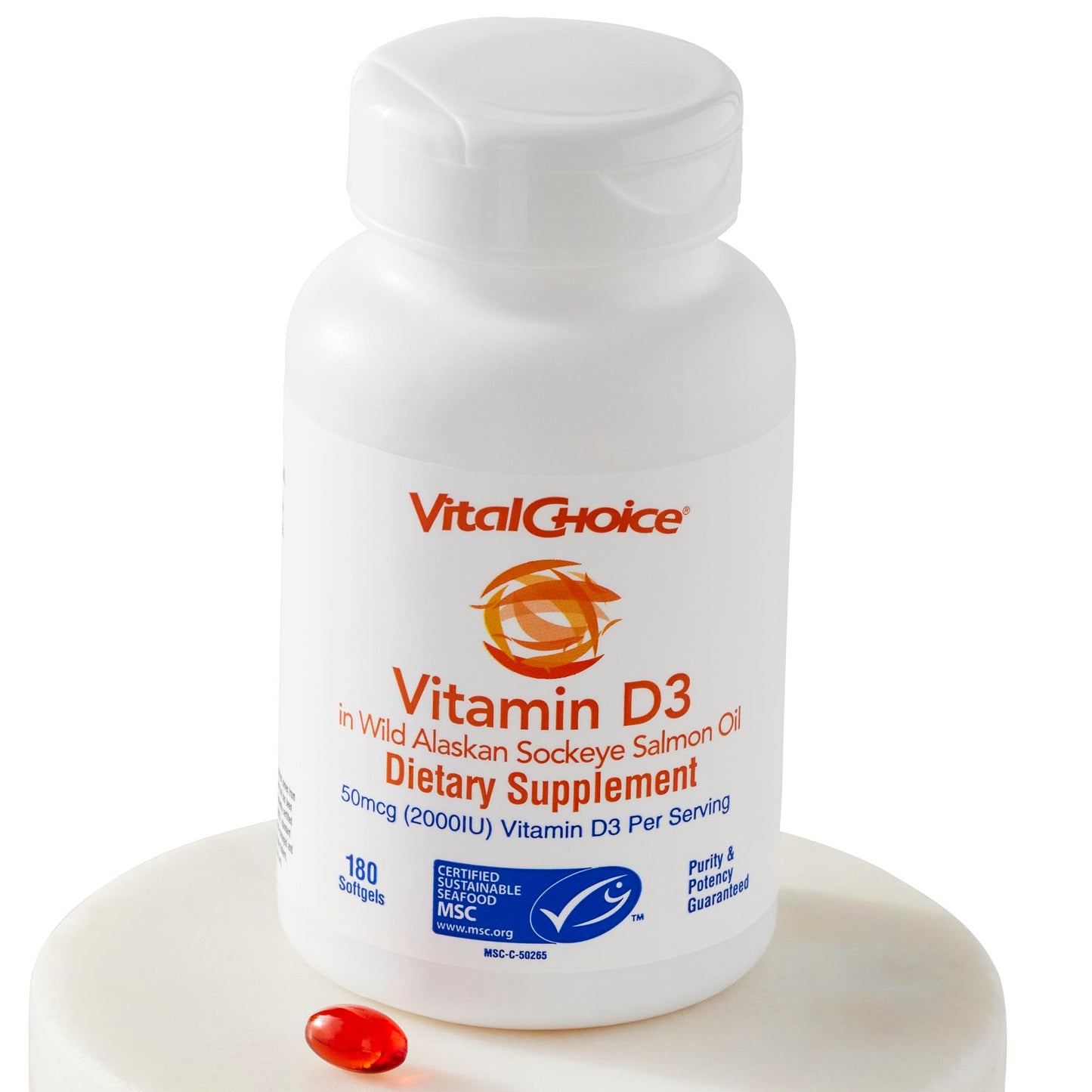 Vital Choice MSC Vitamin D3 in Wild Alaskan Sockeye Salmon Oil Softgels 180