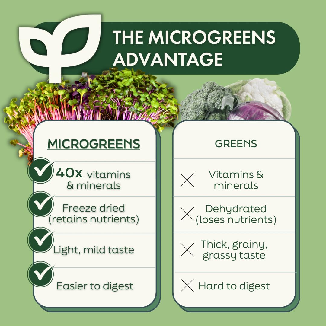 PICK'D POWDERS Microgreens Powder – Daily Greens Powder Support for Energy, Digestion, and Immune Wellness | Organic Microgreens Blend 0.53 oz