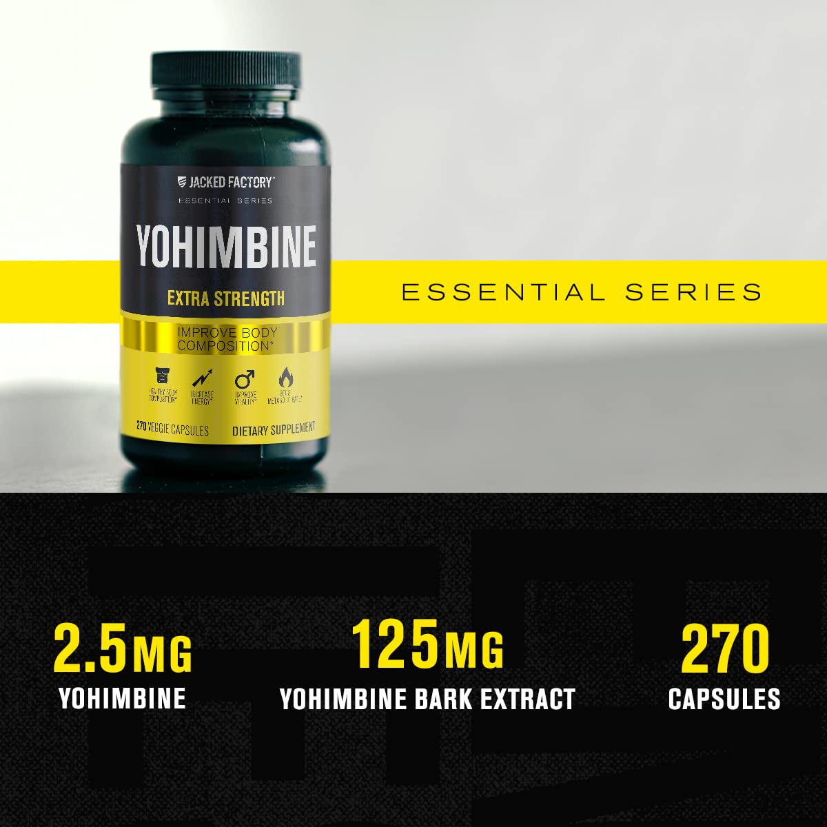 Jacked Factory Yohimbine Extra Strength Supplement Capsules, 270