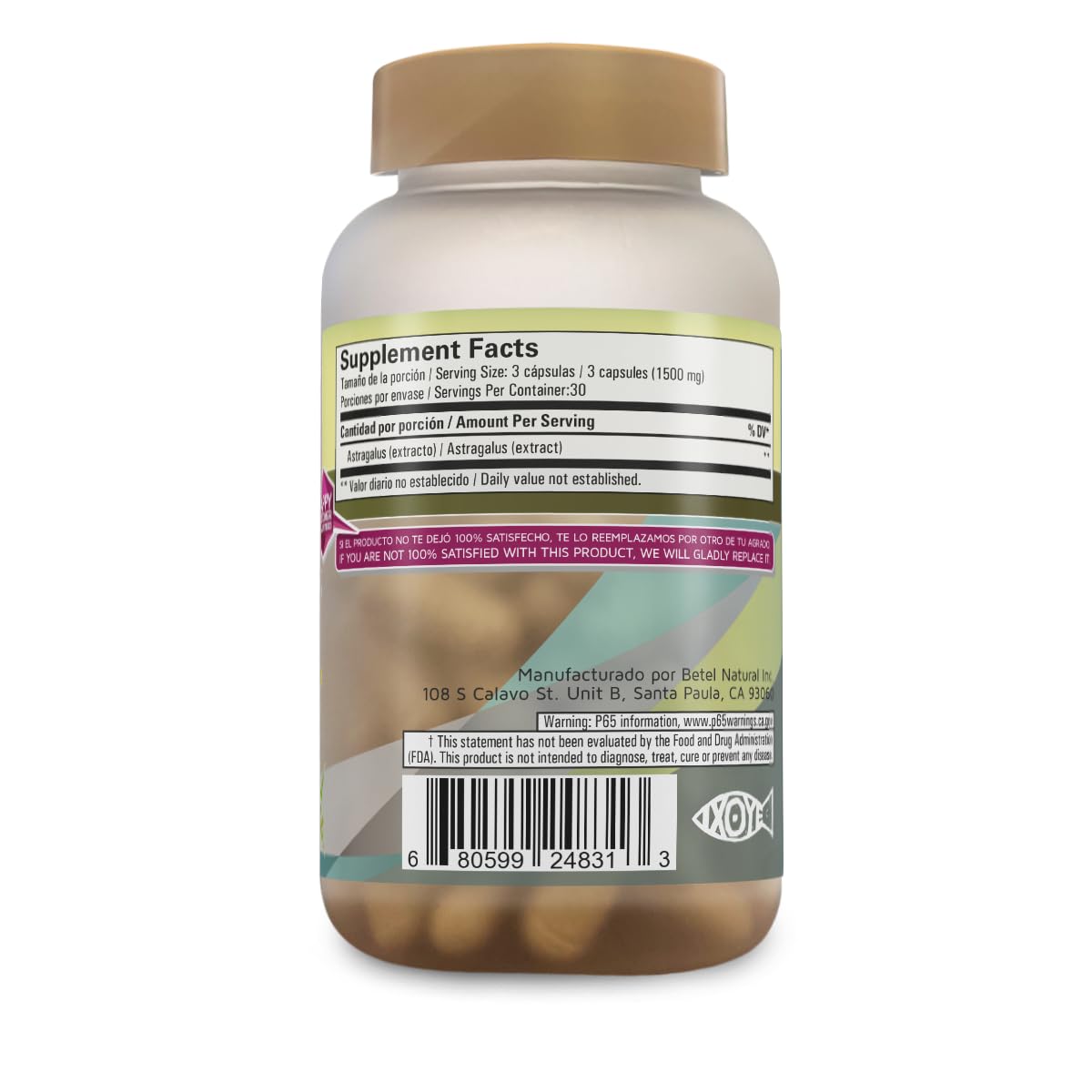 Betel Natural Premium Astragalus Herb Extract Immune and Antioxidant Support Herbal Supplement - 1500 mg Per Serving - 90 Capsules