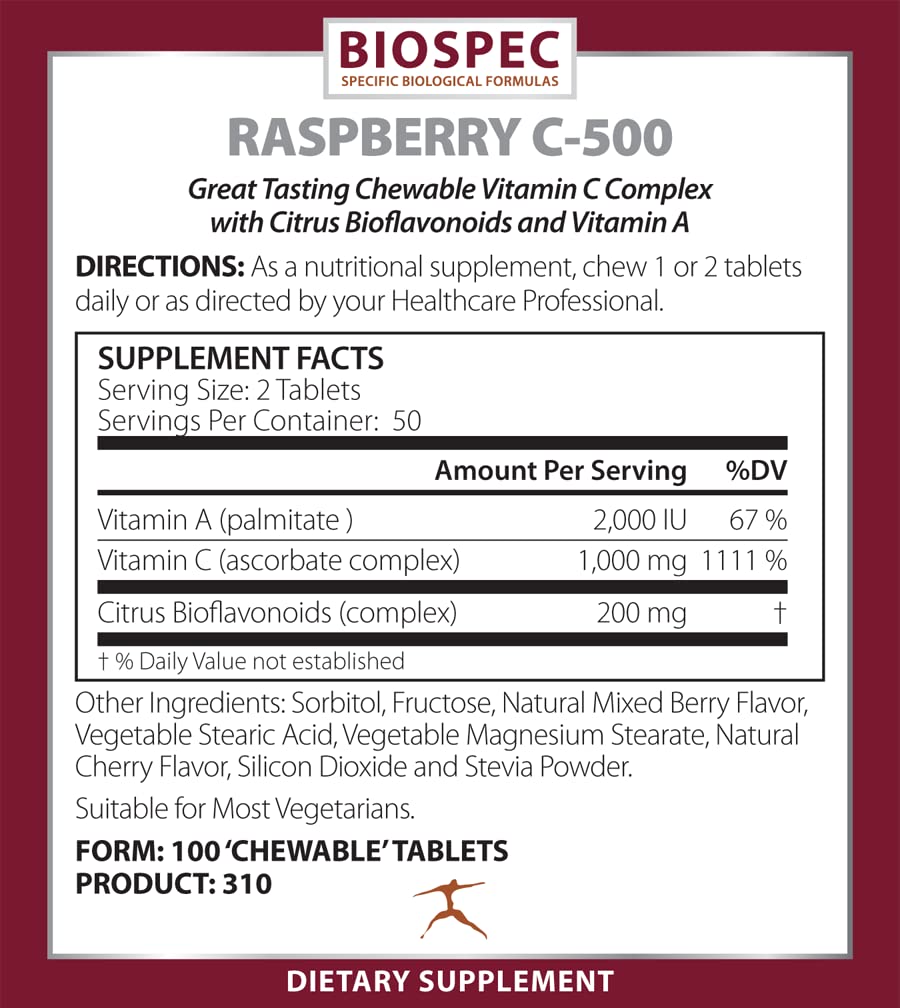 BIOSPEC NUTRITIONALS Raspberry C-500 Tablet 100