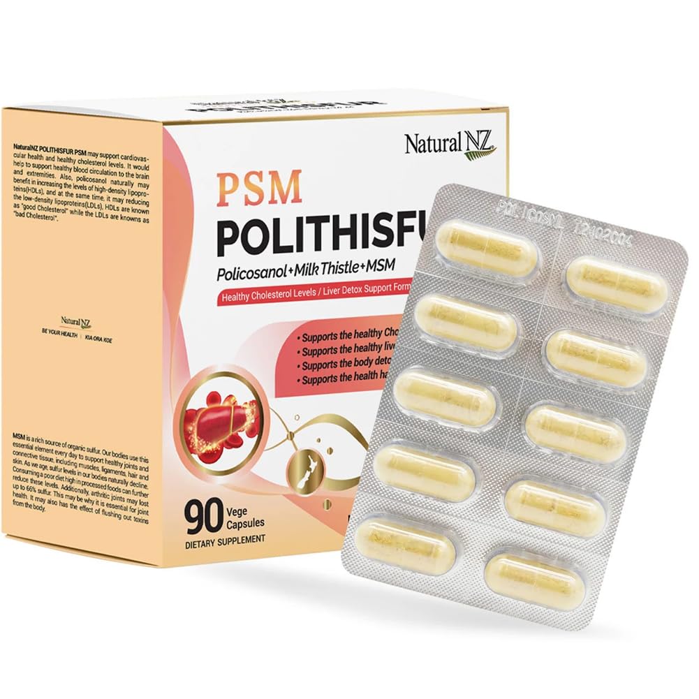 Natural NZ Polithisfur (Policosanol + Milk Thistle + MSM) Vege Capsules, 90