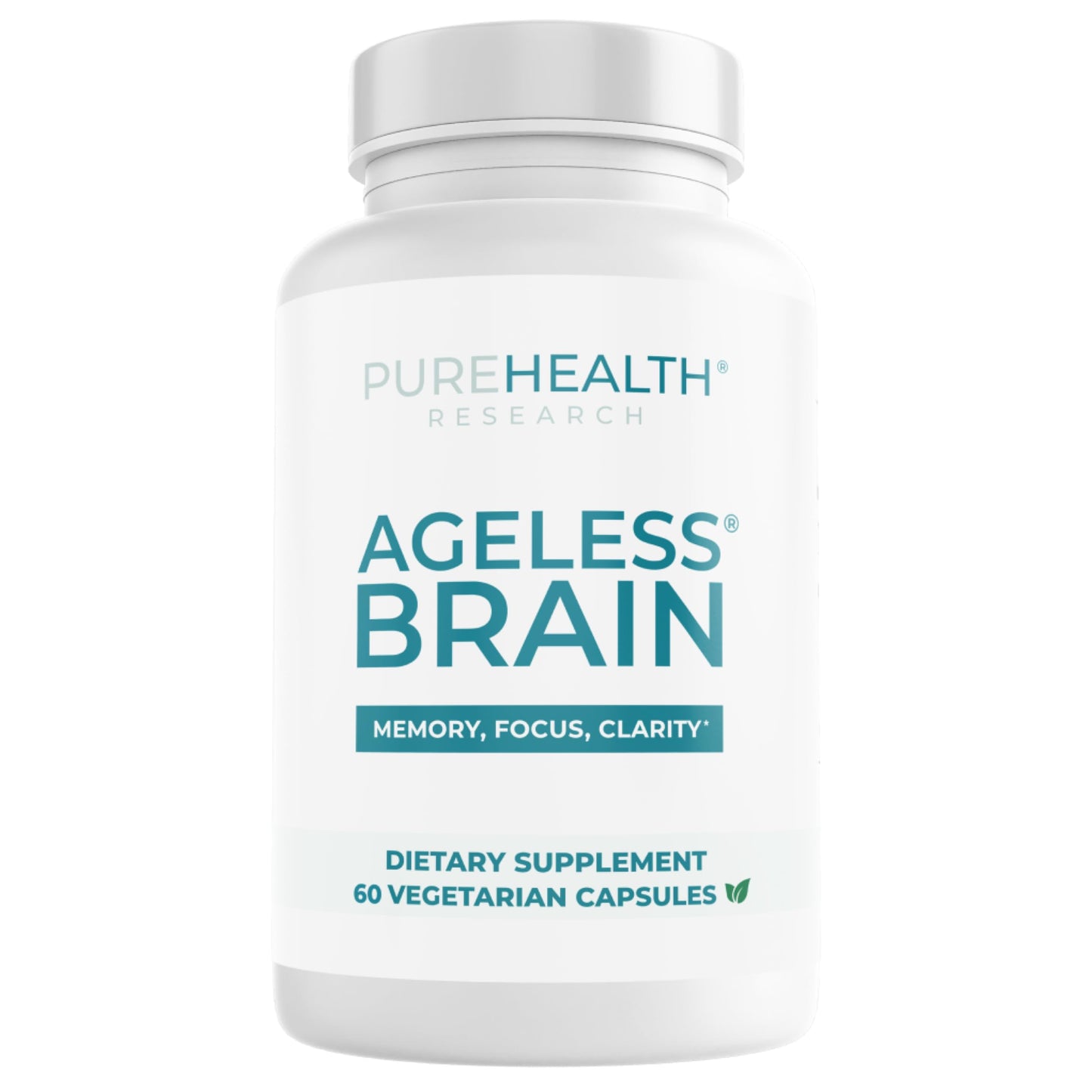 PureHealth Research Ageless Brain Supplements for Memory and Focus, 60 Capsules