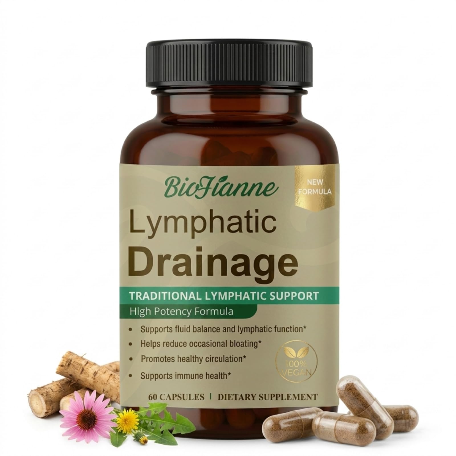 BioFianne Lymphatic Drainage Supplement, 60 Capsules