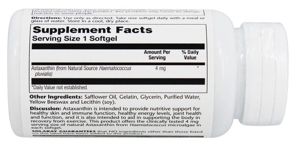 SOLARAY Astaxanthin 4 mg Softgels, 60 Softgels
