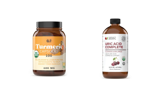 Complete Natural Products Turmeric Capsules & Uric Acid Complete 16oz Bundle, 2 Count