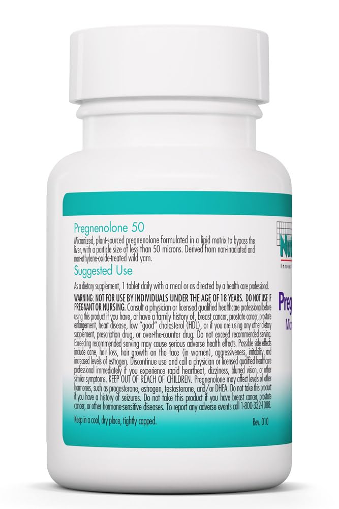 Allergy Research Group NutriCology Pregnenolone Micronized 50 mg Tablet, 60 Tablets