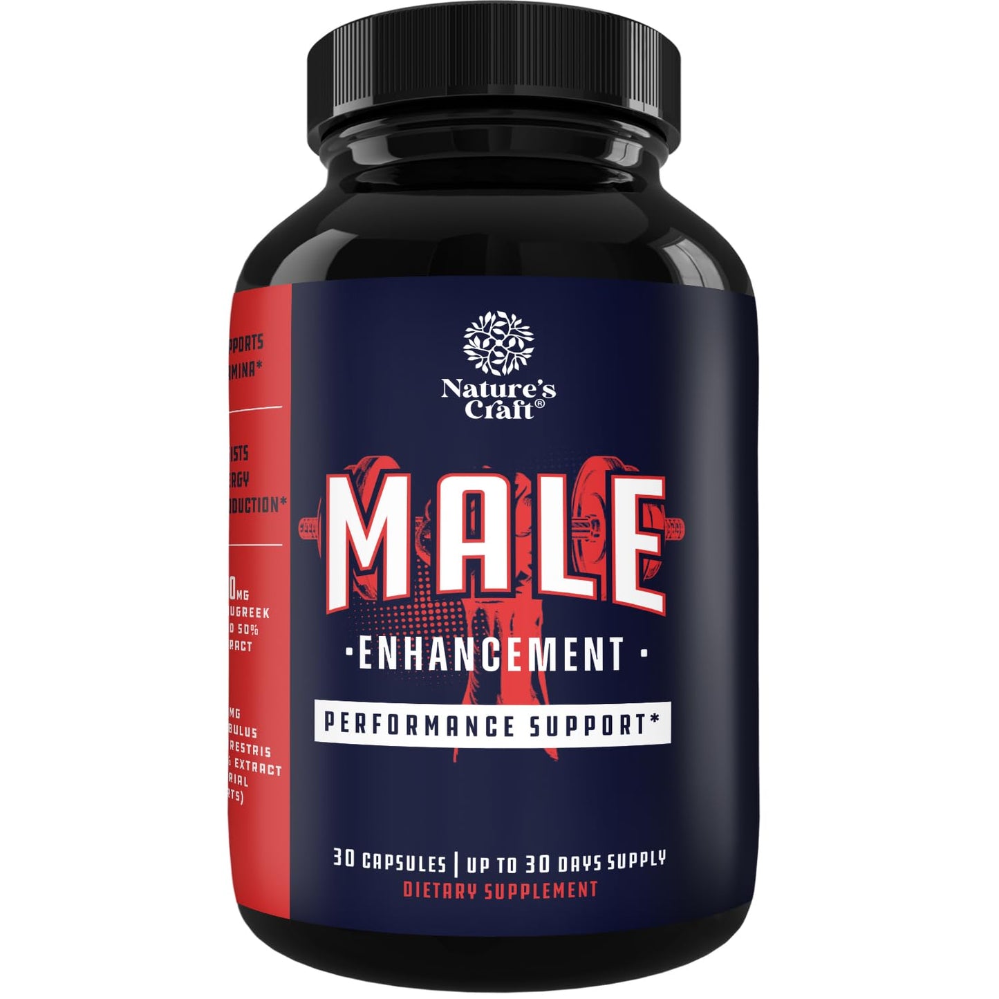 Natures Craft Natural Halal Male Performance Supplement for Increased Energy and Drive with Pure Maca Root, Fenugreek Extract and Tongkat Ali Powder Capsule 30 Count