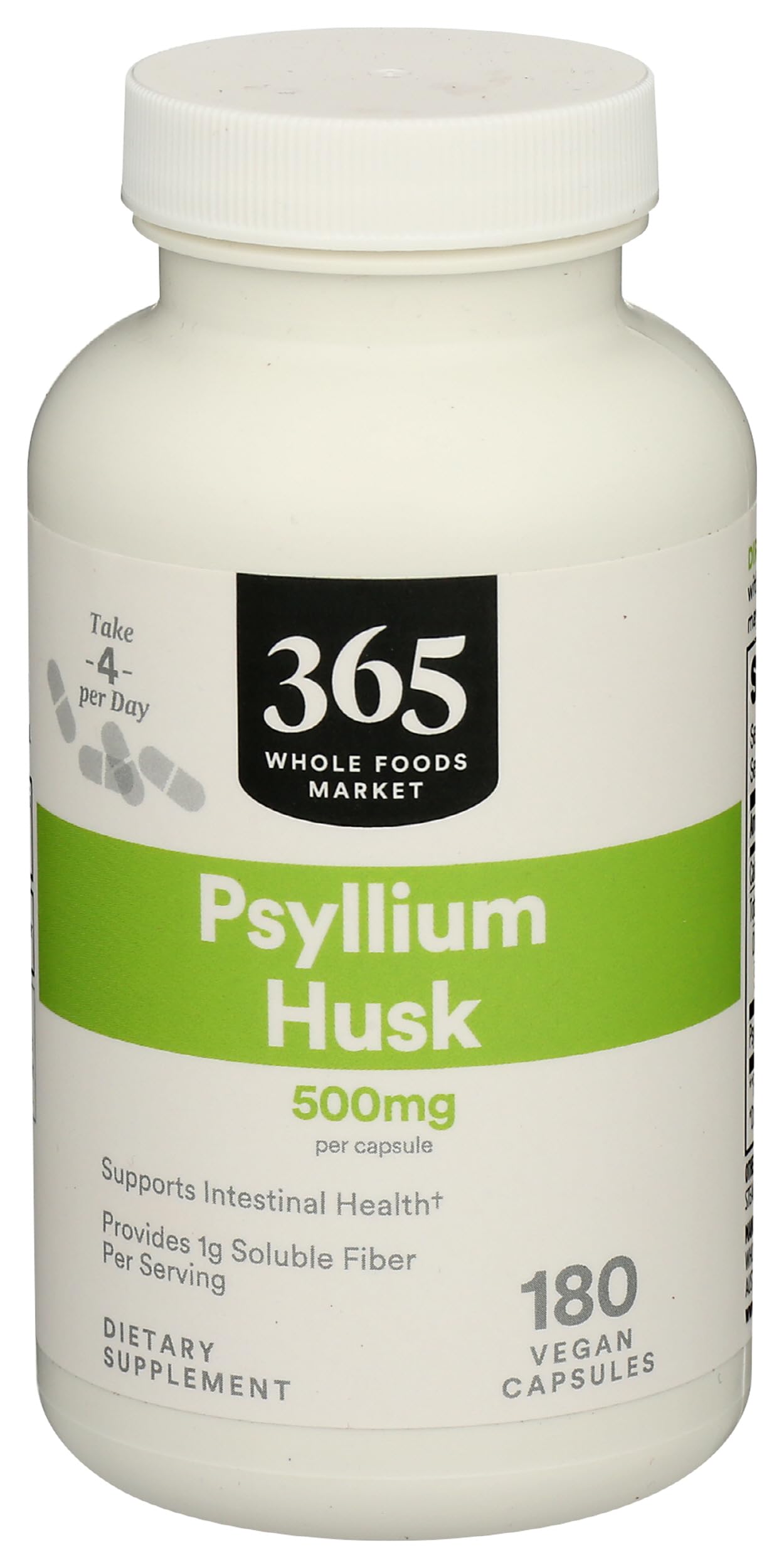 365 by Whole Foods Market Psyllium Husk 500 Mg Capsule, 180 Count