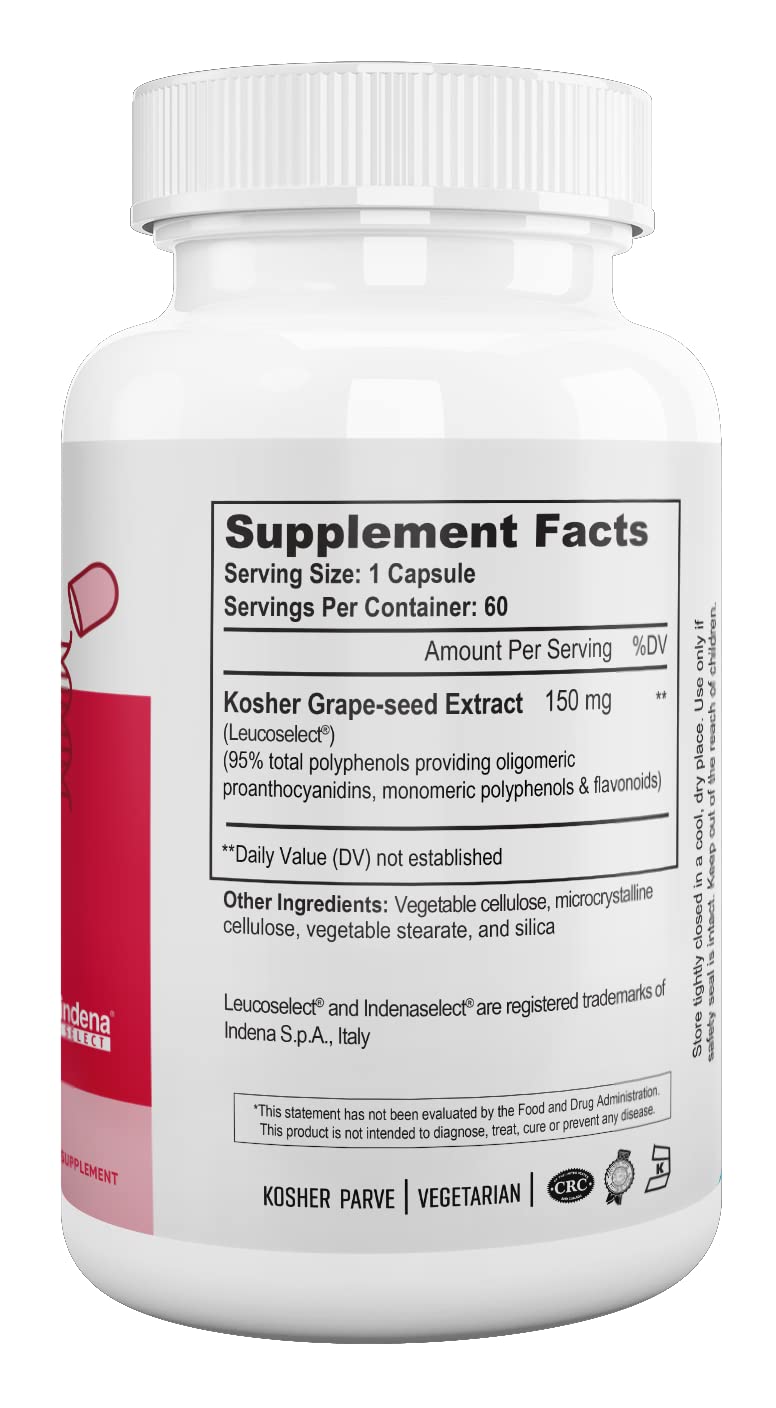 NUTRI-SUPREME RESEARCH Grapeseed Extract Leucoselect Capsules, 60 Count