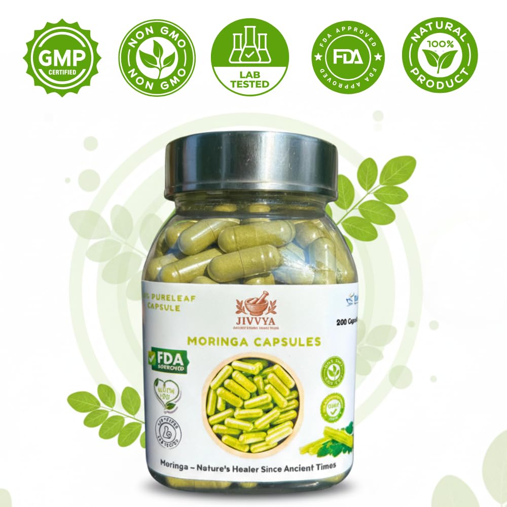 Jivvya Ancient Wisdom Purely Yours Pure Moringa Capsules 200 Capsules