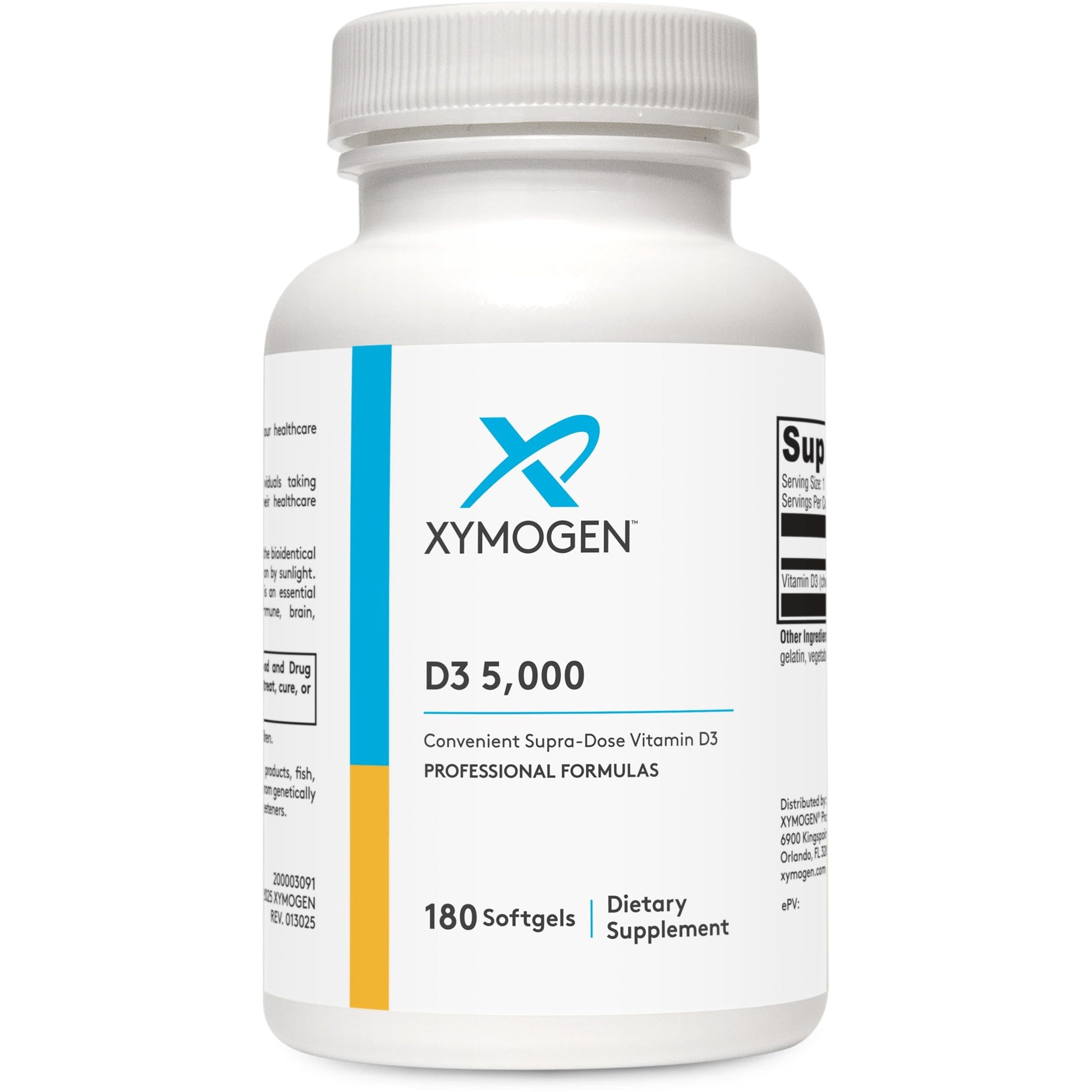 XYMOGEN Vitamin D3 5000 IU Softgels, 180 Count