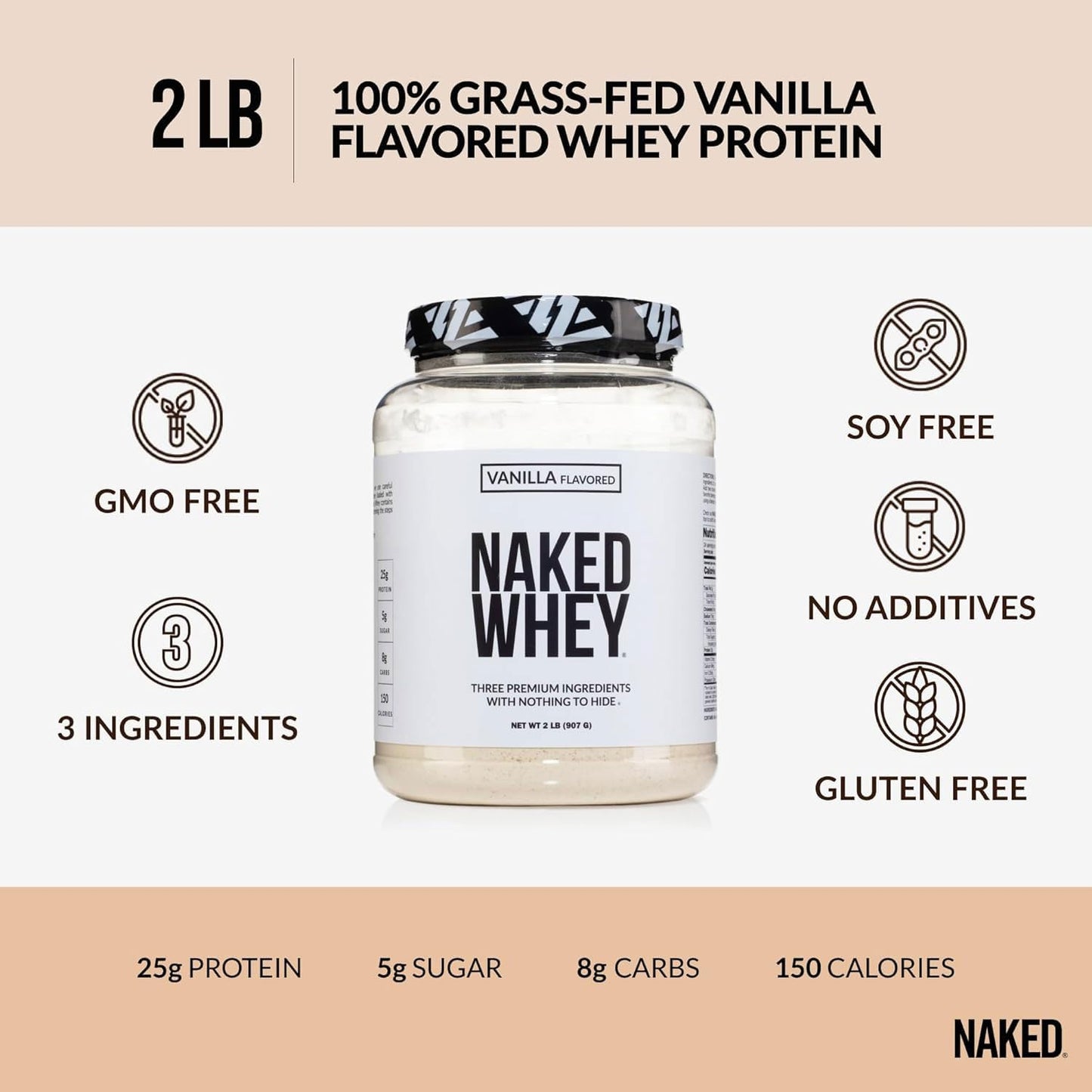 NAKED Whey Vanilla Protein Powder 32 oz