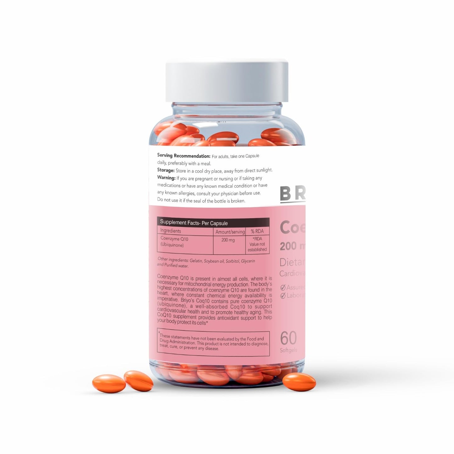 Briyosis Coenzyme Q10 200 mg Capsule, 60 Count
