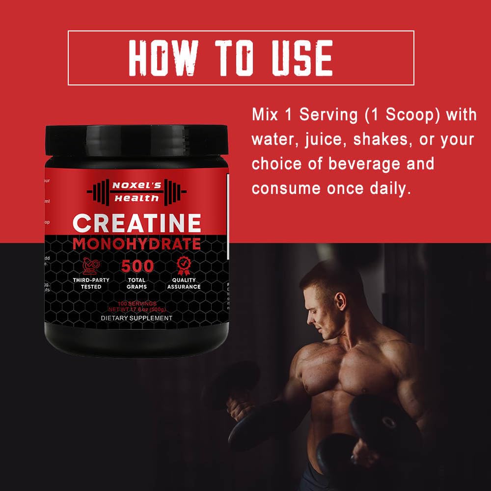 Noxel's Health Creatine Monohydrate Powder, 17.6 oz