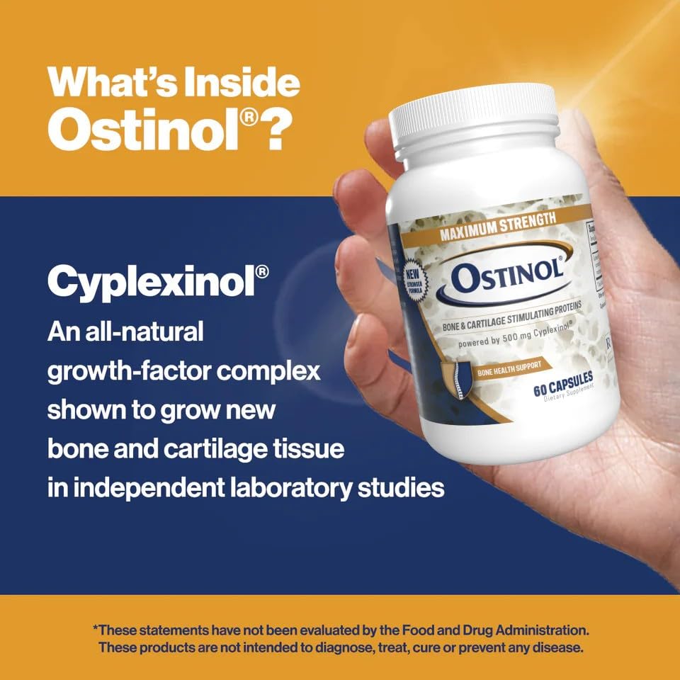 ZYCAL Ostinol Maximum Strength 500 mg - Bone & Joint Supplement for Intense Bone Loss - 60 Capsules