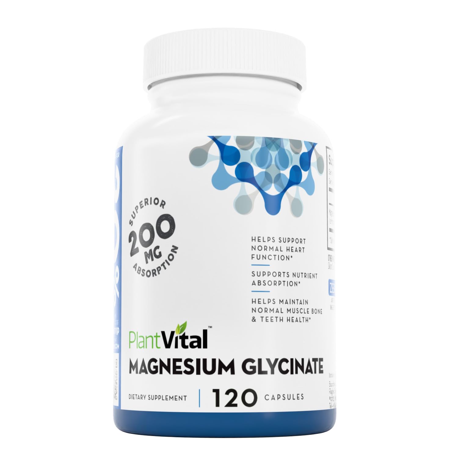 Plantvital Magnesium Glycinate 200mg Capsule, 120 Count