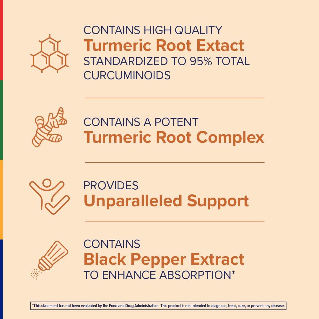 Stop Aging Now Turmeric Curcumin Supplement with Black Pepper Capsules, 60 Count